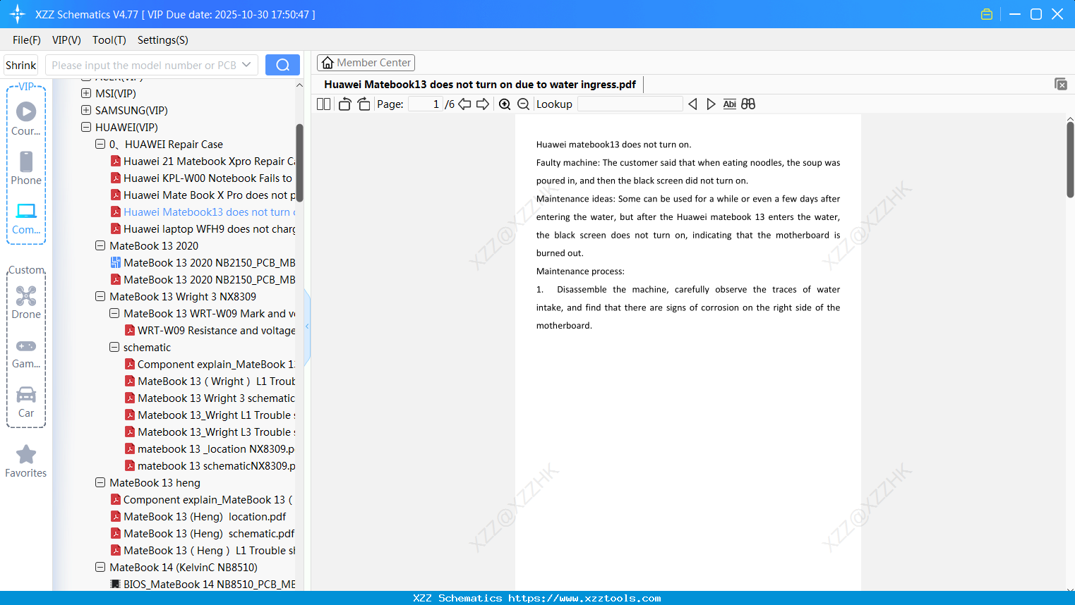 Laptop Huawei Matebook13 Does Not Turn On Due To Water Ingress